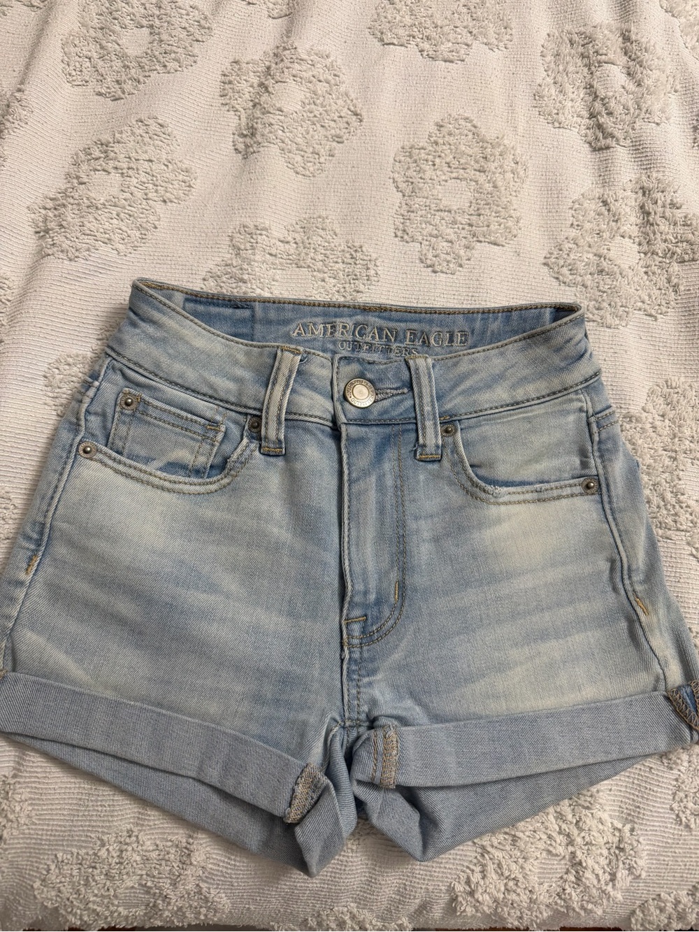 American Eagle Outfitters High Waisted Light Wash Denim Shorts